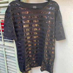 Zara Evening Collection sequin-striped tee